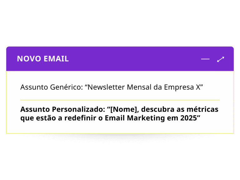 Exemplo de personalização no assunto de email para aumentar a taxa de abertura em campanhas B2B.